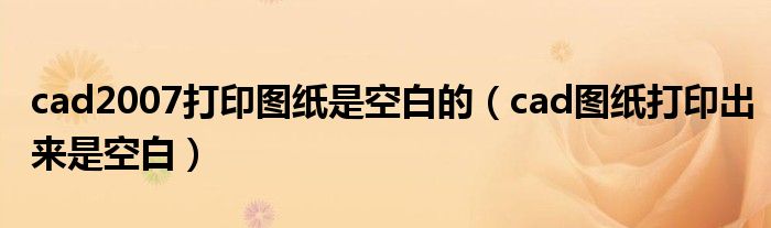 cad2007打印图纸是空白的（cad图纸打印出来是空白）