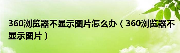 360浏览器不显示图片怎样办（360浏览器不显示图片）