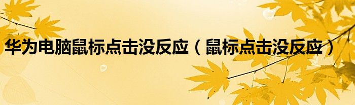华为电脑鼠标点击没反应（鼠标点击没反应）