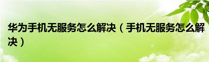 华为手机无服务怎么解决（手机无服务怎么解决）