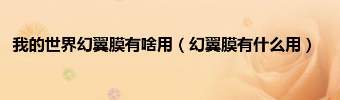 我的世界幻翼膜有啥用（幻翼膜有什么用）