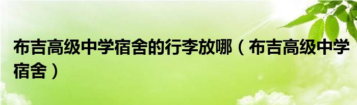 布吉高级中学宿舍的行李放哪（布吉高级中学宿舍）