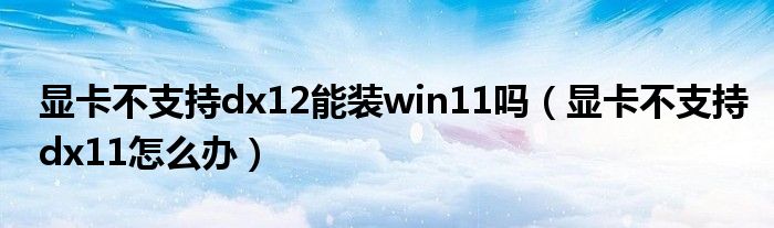 显卡不反对于dx12能装win11吗（显卡不反对于dx11奈何样办）