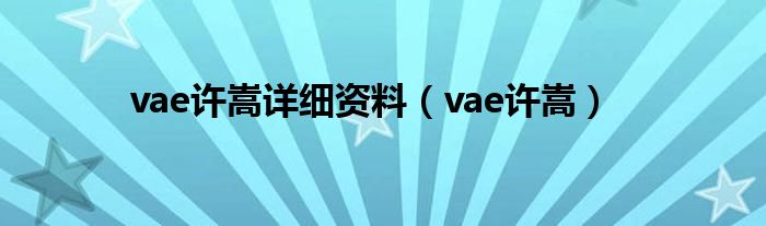 vae许嵩详细资料（vae许嵩）
