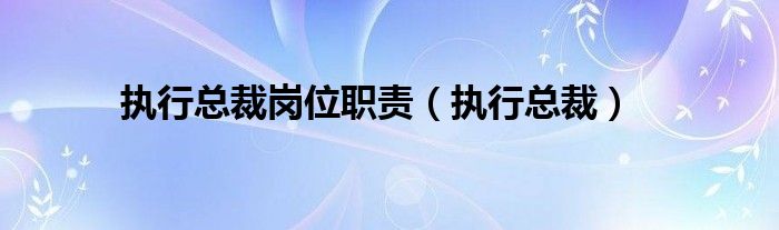 执行总裁岗位职责（执行总裁）