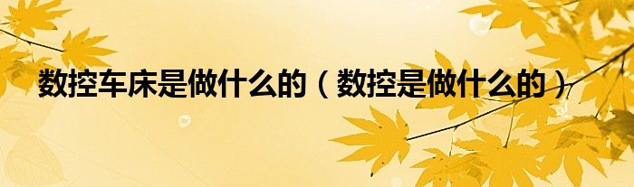 数控车床是做什么的（数控是做什么的）