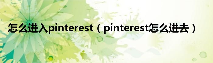 怎么进入pinterest（pinterest怎么进去）