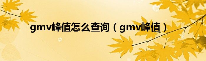 gmv峰值怎么查询（gmv峰值）