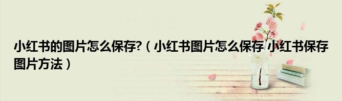 小红书的图片怎么保存?（小红书图片怎么保存 小红书保存图片方法）