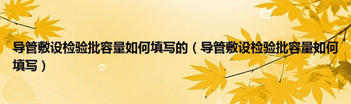 导管敷设检验批容量如何填写的（导管敷设检验批容量如何填写）