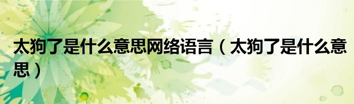 太狗了是什么意思网络语言（太狗了是什么意思）