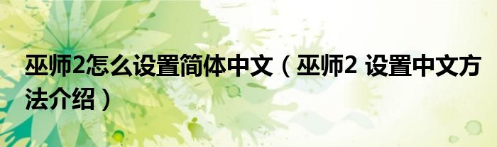 巫师2怎么设置简体中文（巫师2 设置中文方法介绍）