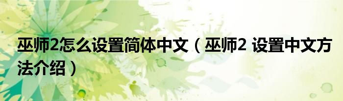 巫师2奈何样配置简体中文（巫师2 配置中文措施介绍）