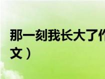 那一刻我长大了作文范文（这一刻我长大了作文）