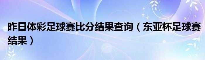 昨日体彩足球赛比分结果查询（东亚杯足球赛结果）
