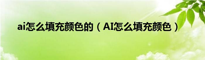 ai怎么填充颜色的（AI怎么填充颜色）
