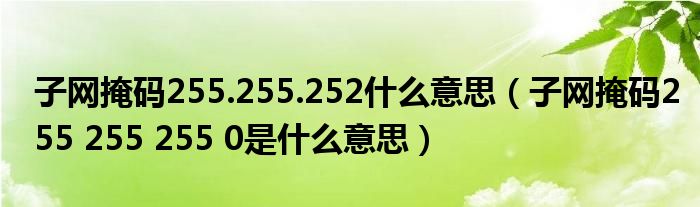 子网掩码255.255.252什么意思（子网掩码255 255 255 0是什么意思）