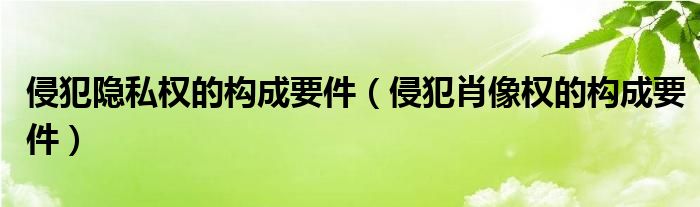 侵略隐衷权的组成要件（侵略肖像权的组成要件）