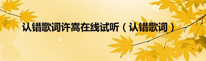 认错歌词许嵩在线试听（认错歌词）