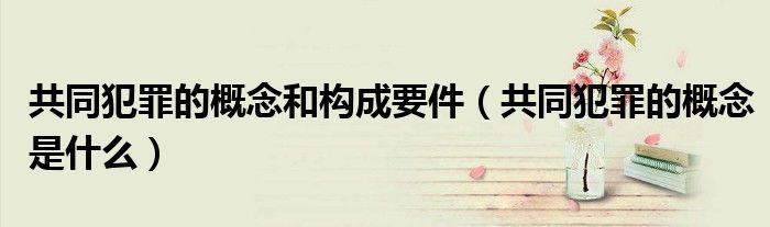 共同犯罪的概念和构成要件（共同犯罪的概念是什么）