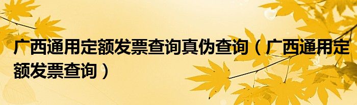 广西通用定额发票查询真伪查询（广西通用定额发票查询）