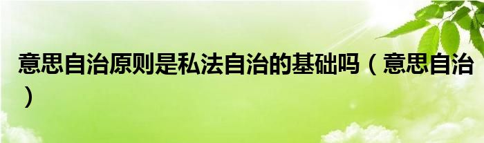 意思自治原则是私法自治的基础吗（意思自治）