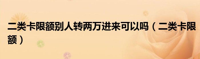 二类卡限额别人转两万进来可以吗（二类卡限额）