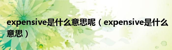 expensive是什么意思呢（expensive是什么意思）