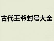 古代王爷封号大全 单字（古代王爷封号大全）