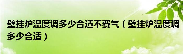 壁挂炉温度调多少合适不费气（壁挂炉温度调多少合适）
