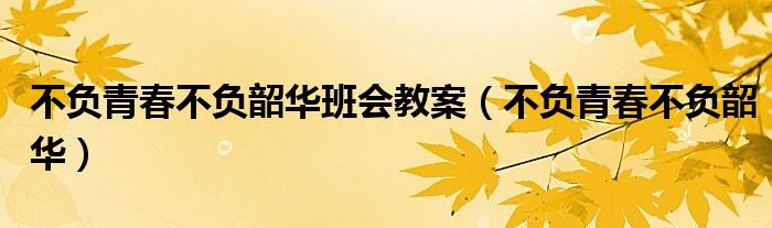 不负青春不负韶华班会教案（不负青春不负韶华）