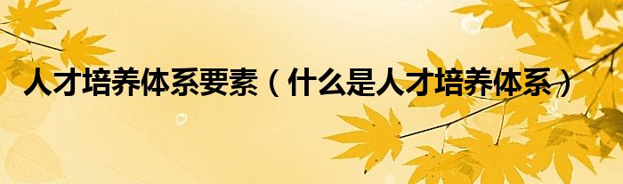 人才培养体系要素（什么是人才培养体系）