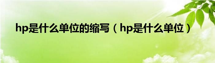 hp是甚么单元的缩写（hp是甚么单元）