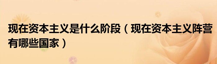 现在资本主义是什么阶段（现在资本主义阵营有哪些国家）