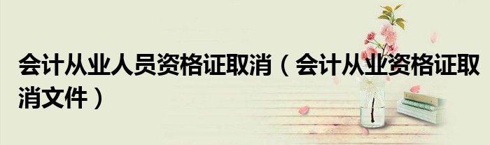 会计从业人员资格证取消（会计从业资格证取消文件）