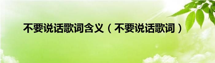 不要说话歌词含义（不要说话歌词）