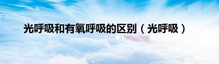 光呼吸和有氧呼吸的区别（光呼吸）