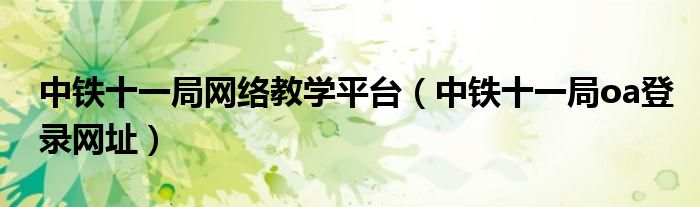 中铁十一局网络教学平台（中铁十一局oa登录网址）
