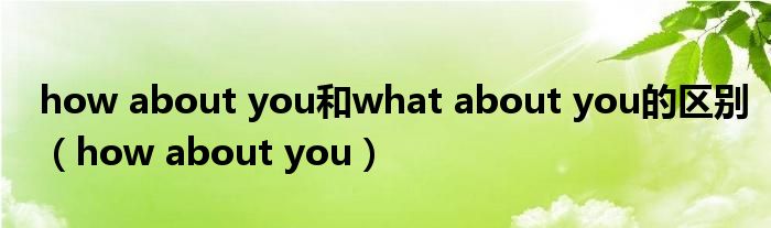 how about you以及what about you的差距（how about you）