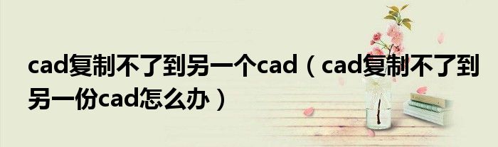 cad复制不了到另一个cad（cad复制不了到另一份cad奈何样办）