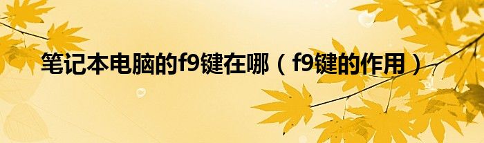 笔记本电脑的f9键在哪（f9键的作用）