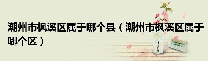 潮州市枫溪区属于哪个县（潮州市枫溪区属于哪个区）
