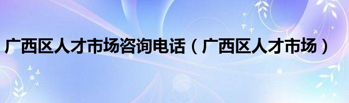 广西区人才市场咨询电话（广西区人才市场）