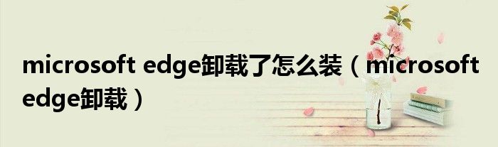 microsoft edge卸载了怎么装（microsoft edge卸载）