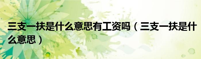 三支一扶是什么意思有工资吗（三支一扶是什么意思）