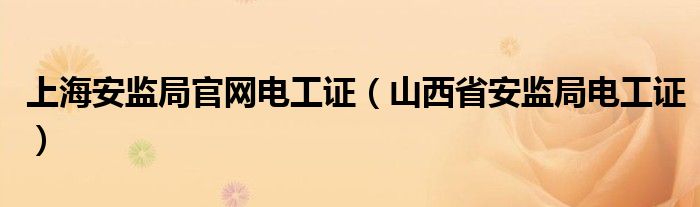 上海安监局官网电工证（山西省安监局电工证）
