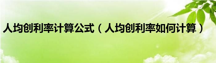 人均创利率计算公式（人均创利率如何计算）