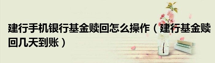 建行手机银行基金赎回怎么操作（建行基金赎回几天到账）