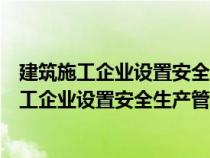 建筑施工企业设置安全生产管理机构的文件有哪些（建筑施工企业设置安全生产管理机构的文件）