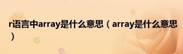 r语言中array是什么意思（array是什么意思）